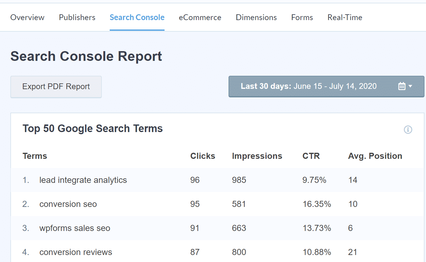 search console report