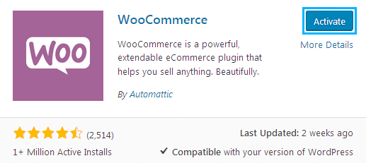 Activate Woocommerce Plugin