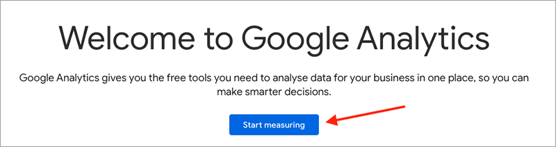 google analytics start measuring-button