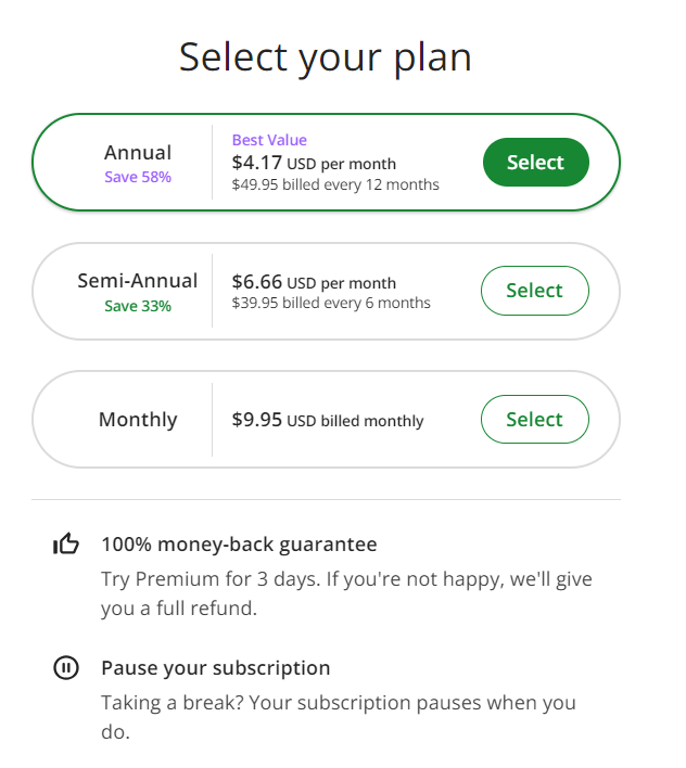 QuillBot Pricing for Premium Plans